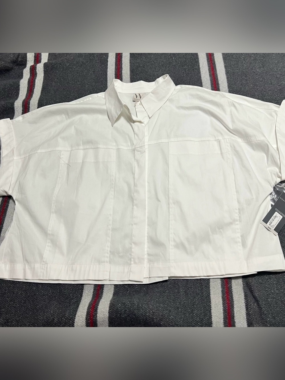 Worthington White Boxy Button-Front Blouse Women
